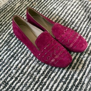 Donald J. Pliner Maroon Suede Flats
